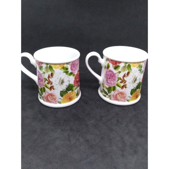 Set of 2 Rose Bouquet pattern mugs by Portmerion HTF discontinued - Picture 6 of 8